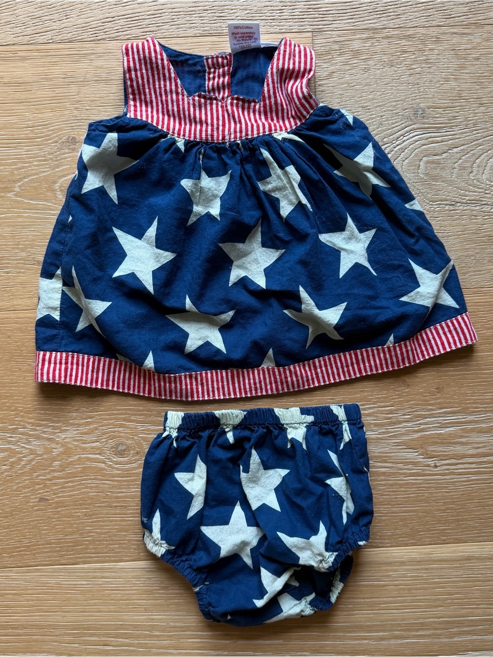 Baby Girls Navy Star Dress & Bloomer Set - 100% cotton